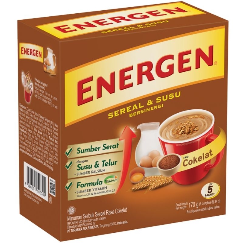 

Energen Sereal & Susu rasa Coklat isi 5 dan isi 10