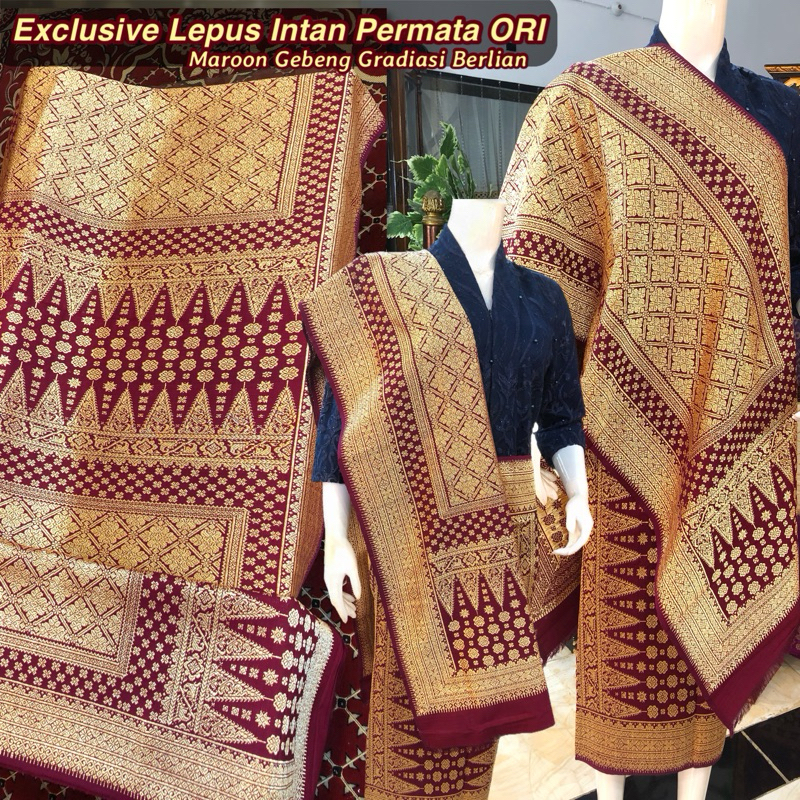 Spesial Exclusive Songket Lepus Intan Permata Berlian Gebeng  ORI/ Songket Tenun Palembang asli Tenu