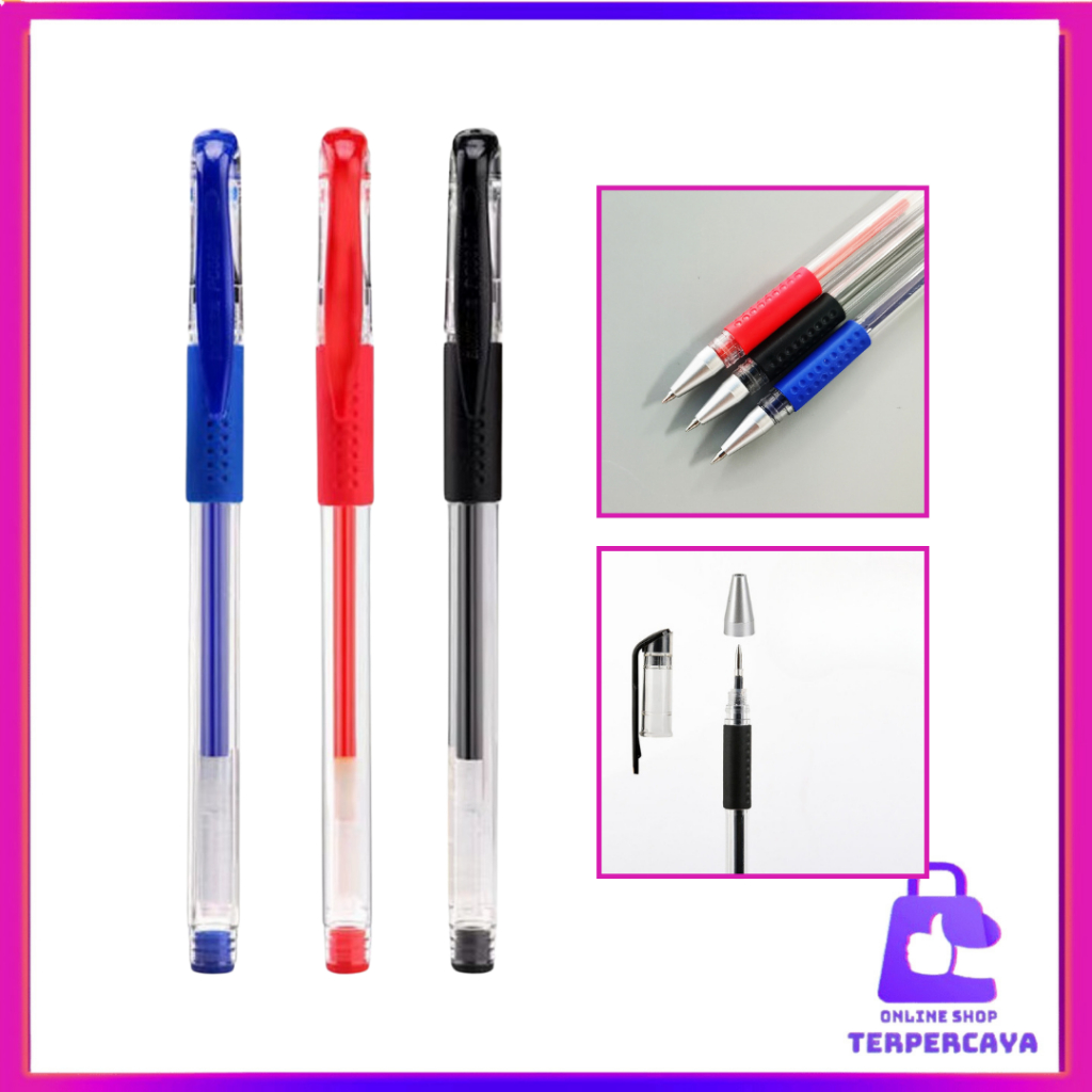 

OST Pena Gel 0.55mm Standard Pulpen Gel Standard Bolpoin Refill Cair 5pcs Alat Tulis Sekolah Bolpen Warna Hitam Biru Merah