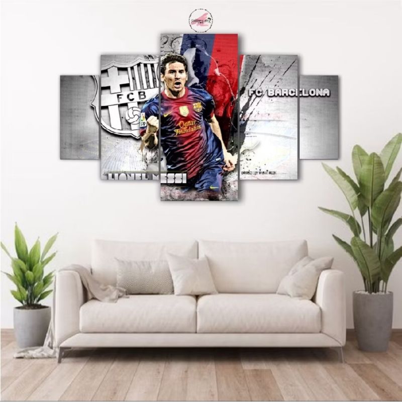 1 SET Pajangan Dinding BARCELONA FC Hiasan Dinding Cocok Buat Kamar Aestentic Isi 5 pcs Poster Kayu