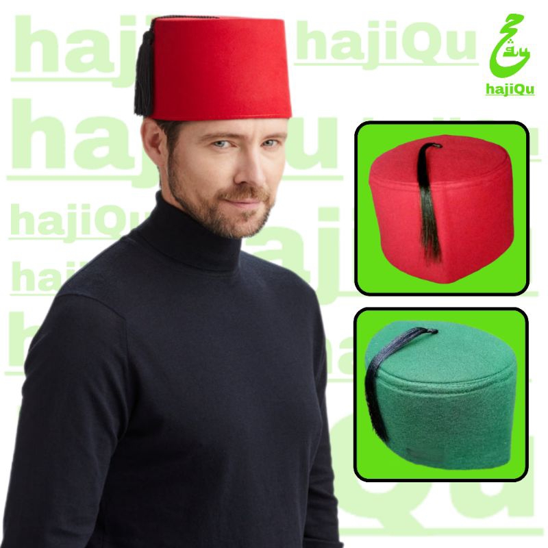 Peci Kuncur / Rambut Sufi Kesultanan Ottoman Turki Merah Hijau