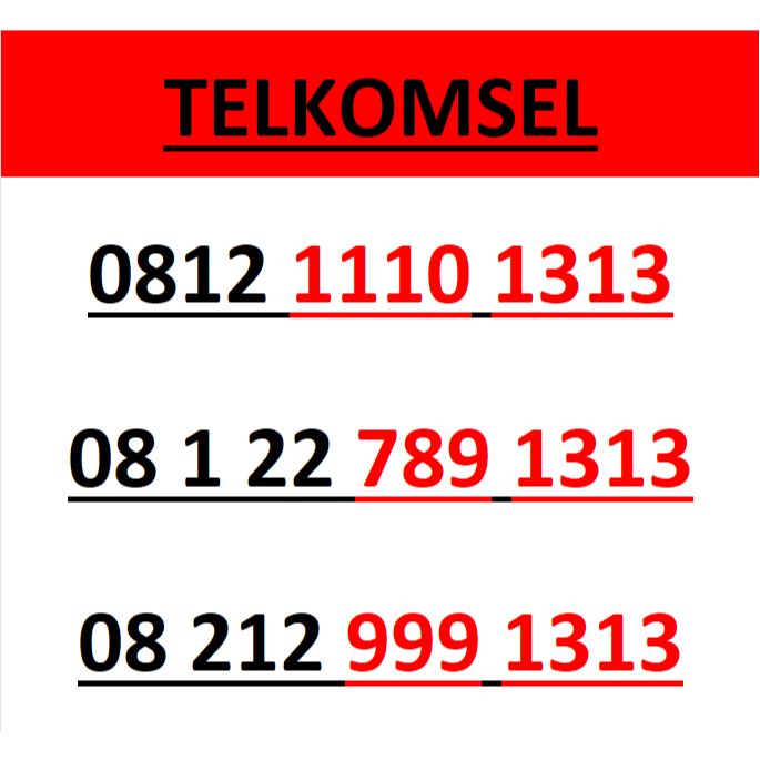 Nomor cantik simpati telkomsel seri abab 1313 murah lengkap w1100