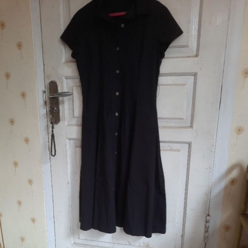 Dress wanita kemeja katun hitam