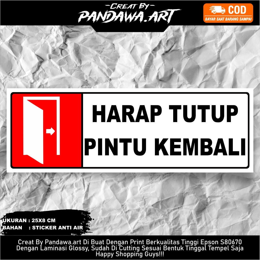

Stiker Tutup Pintu Kembali / Label Tutup Pintu / Peringantan Tutup pintu