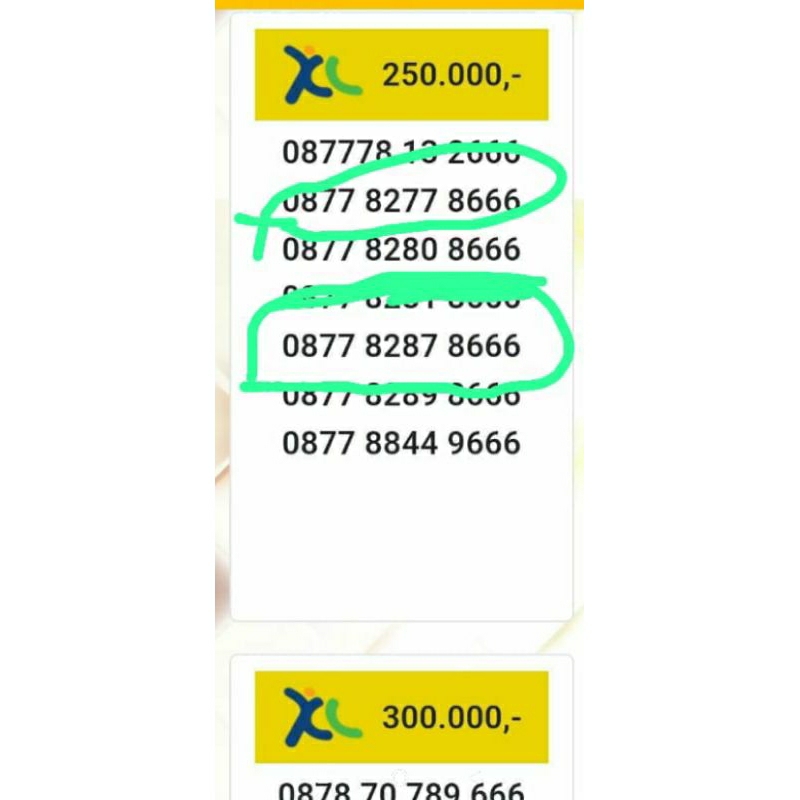 Nomor cantik simpati XL 666