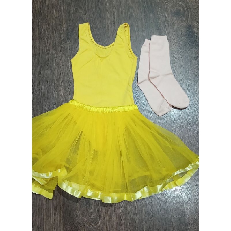 Preloved Baju dan Rok Balet Anak Kuning