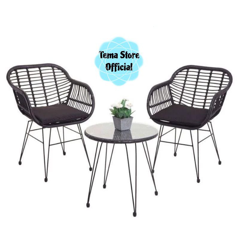 KURSI TERAS ROTAN SINTETIS KAKI BESI / KURSI TERAS MINIMALIS