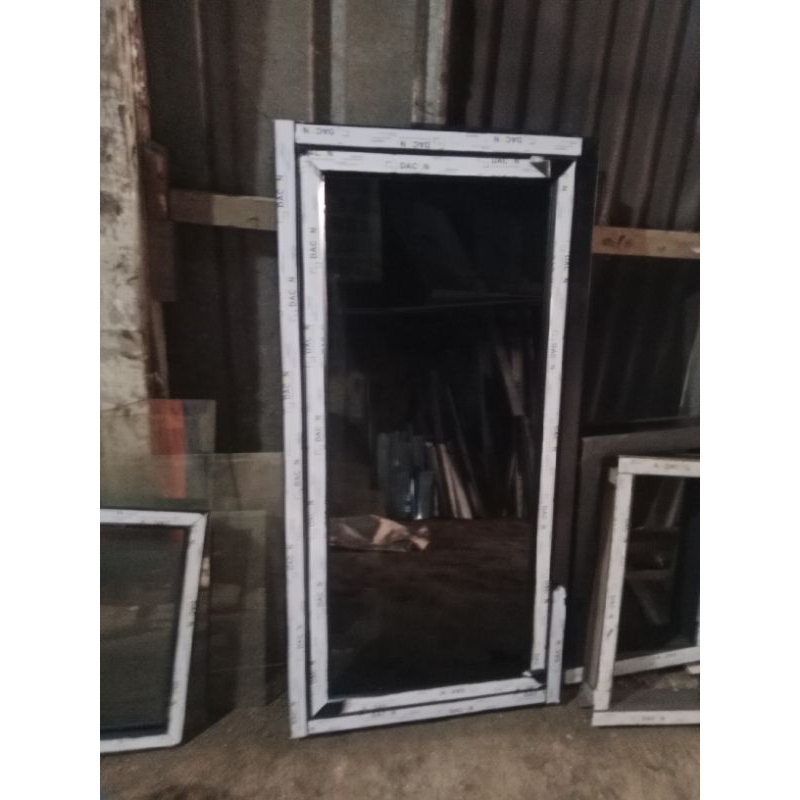 kusen+jendela aluminium 3in ukuran L60xT150 komplit gratis pakking kayu