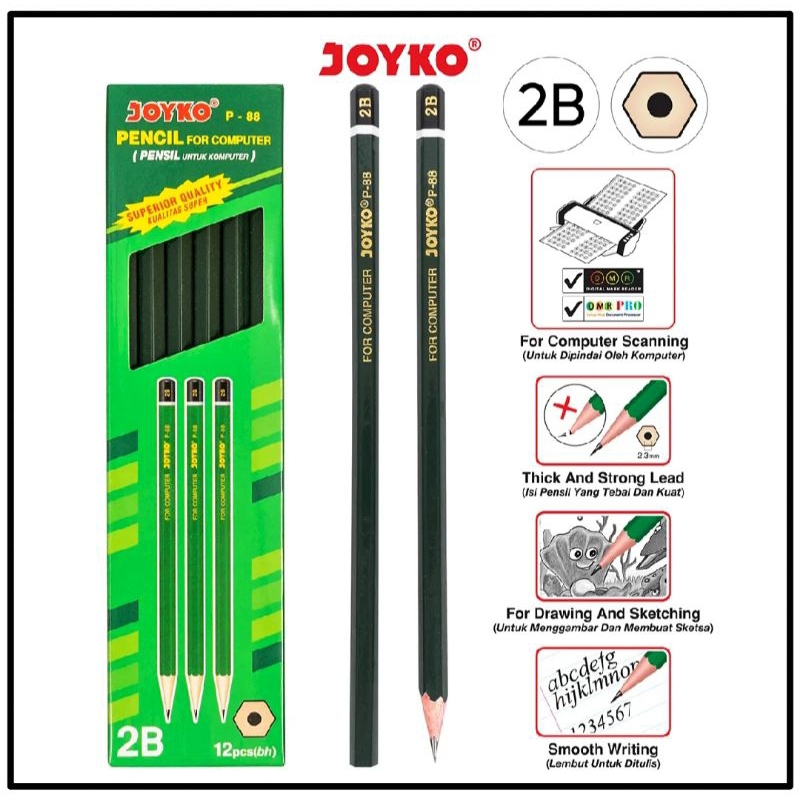 

1 Pak Pensil 2B Joyko P-88 Isi 12 Pcs