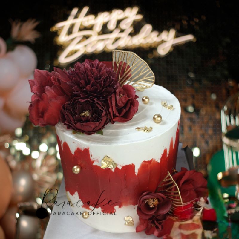 

red cake //red flower cake
