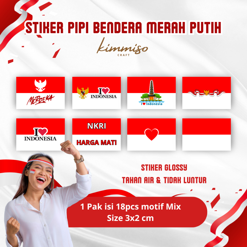 

[Kimmiso] Isi 18pcs Stiker Pipi Bendera Merah Putih