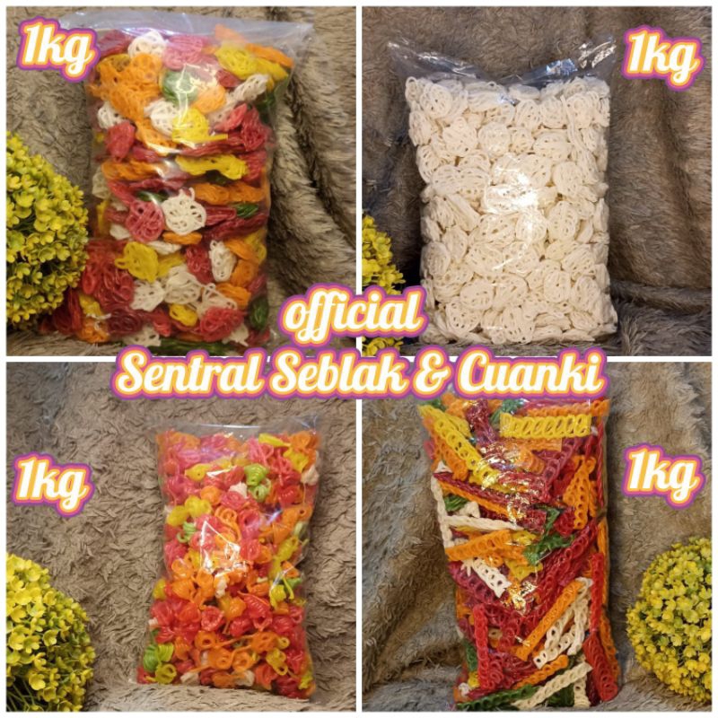 

kerupuk seblak termurah mentah 1Kg jenis rafael, mawar, tangga, keong