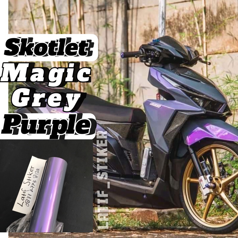 SKOTLET STIKER MOTOR ABU LEMBAYUNG UNGU SCOTLITE GREY PURPLE VOLCANO SCOTLITE