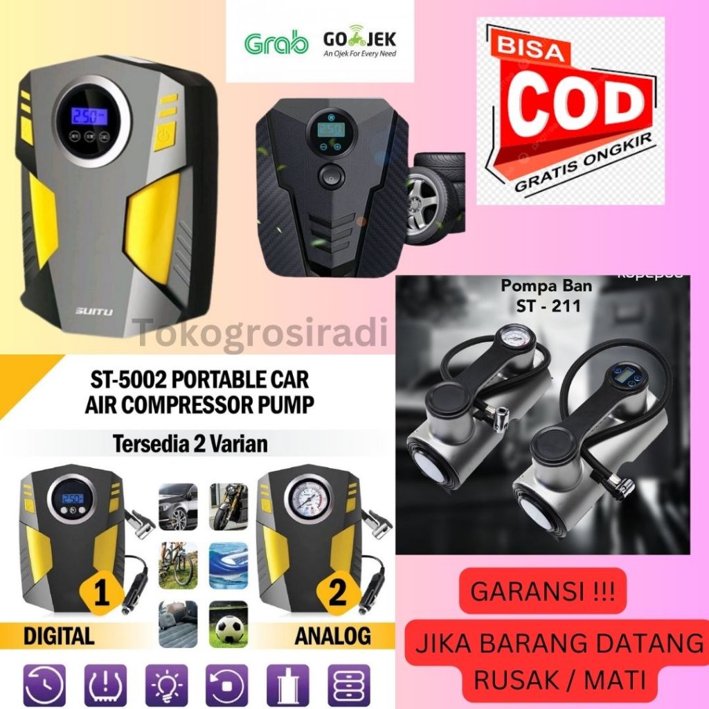 Pompa Ban Mobil Elektrik Portable Mini Multifungsi