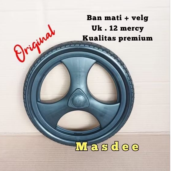 Ban mati + velg kursi roda uk 12 mercy,sparepart kursi roda