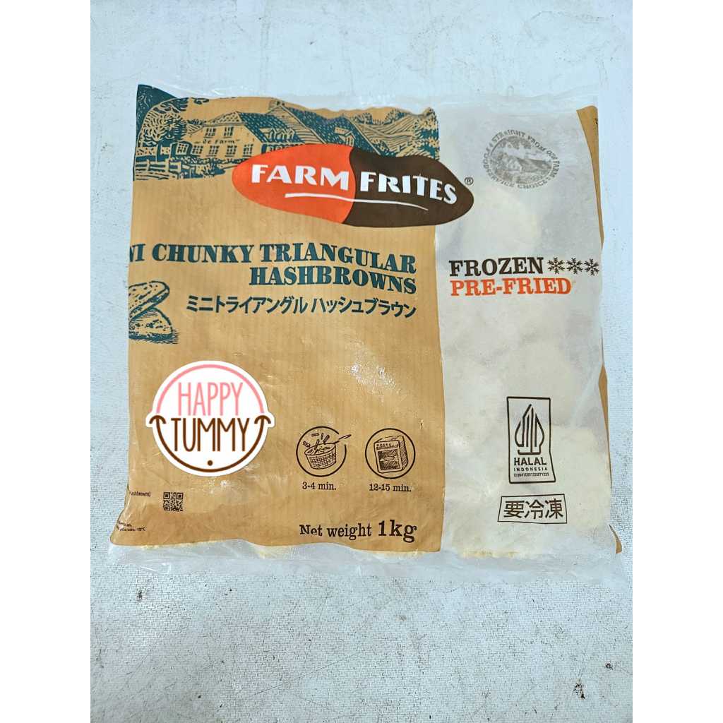 

Farm frites mini chunky triangle hashbrown french fries kentang goreng beku frozen food