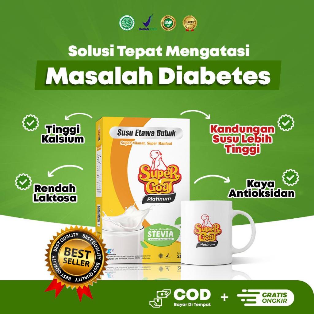 

Minuman Bubuk Susu Kambing Etawa Dengan Gula Stevia Untuk Kesehatan Diabetes Merek Super goat 1 Box