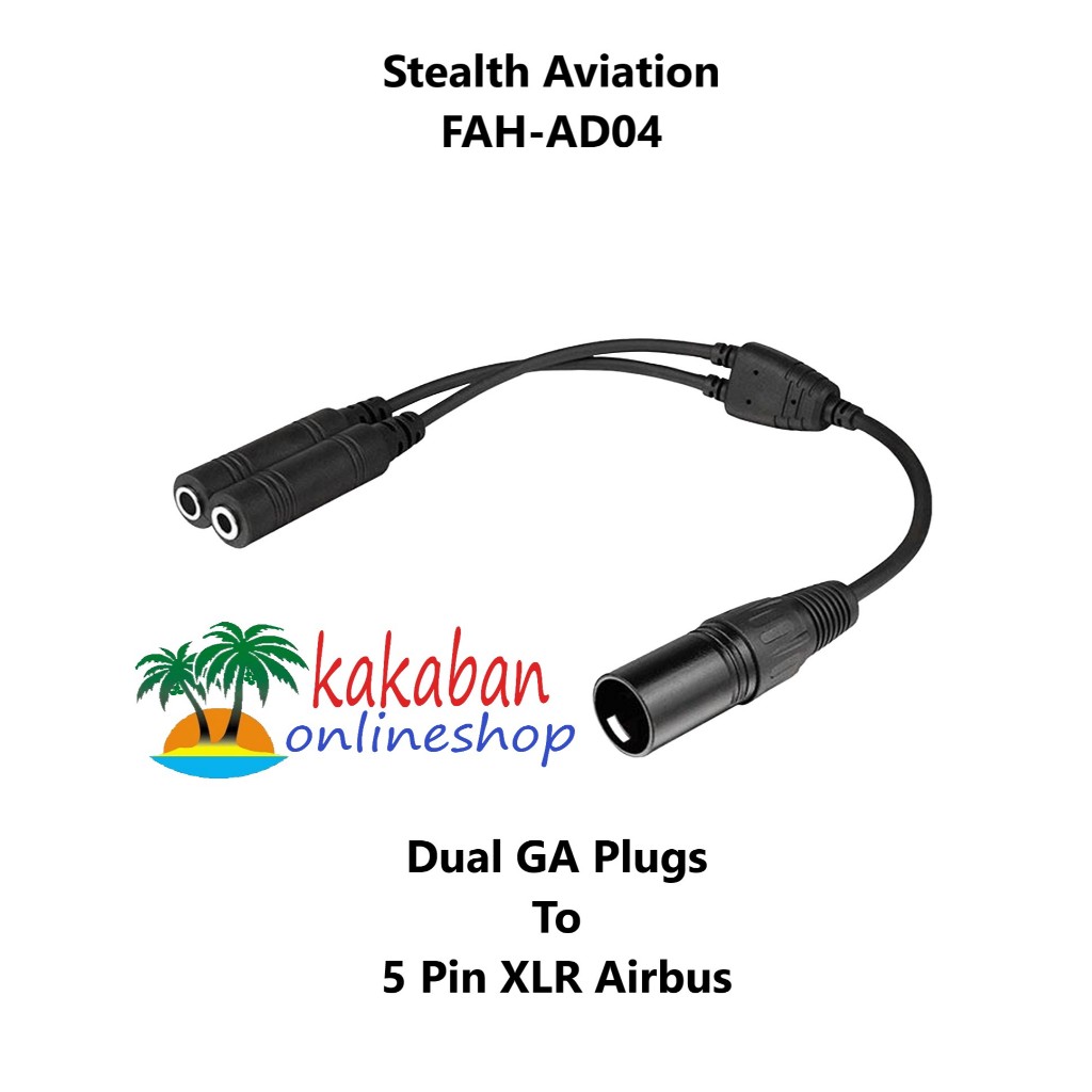 Stealth Aviation Headset Adapter - Dual GA Plugs to 5 Pin XLR Airbus