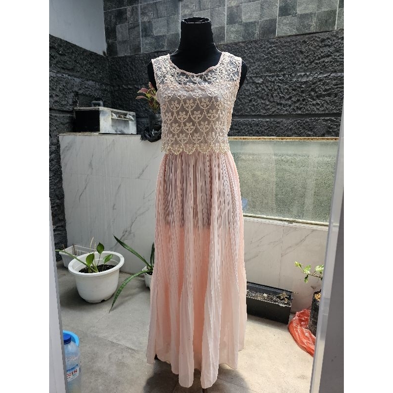 party long dress pearl / long dress wanita / long dress party/ baju pesta