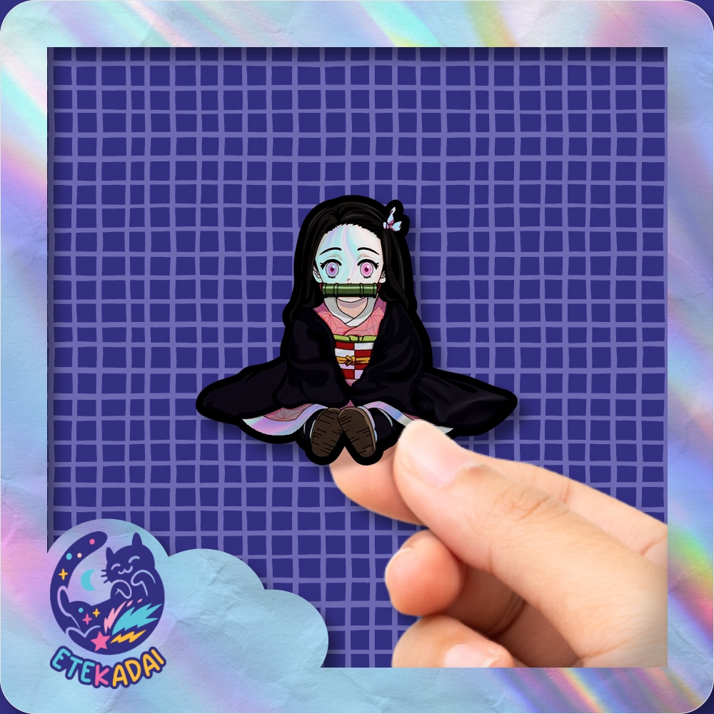 

Stiker Hologram Anime Demon Slayer Nezuko Duduk