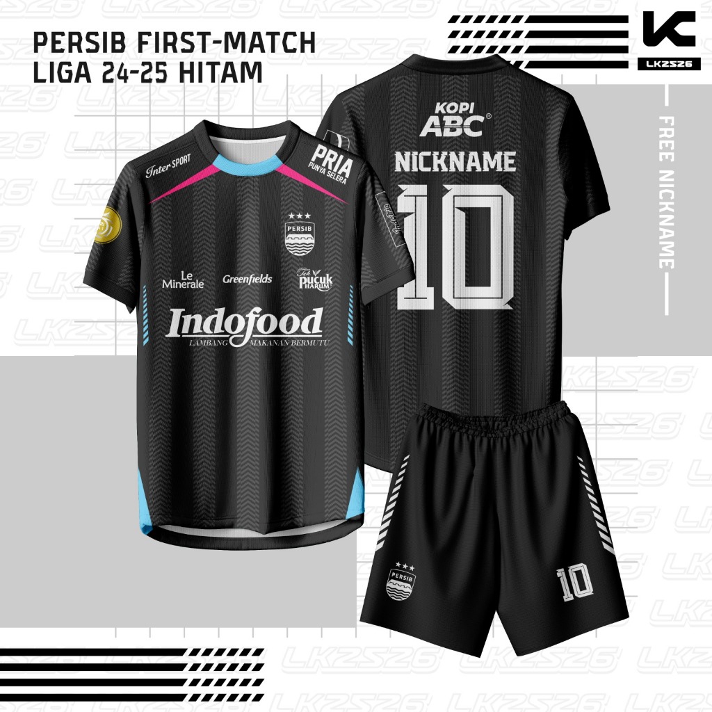 Jersey Persib First Match Liga 2024/2025 Hitam | Full Print Sport - Kaos Bola Fans Bobotoh