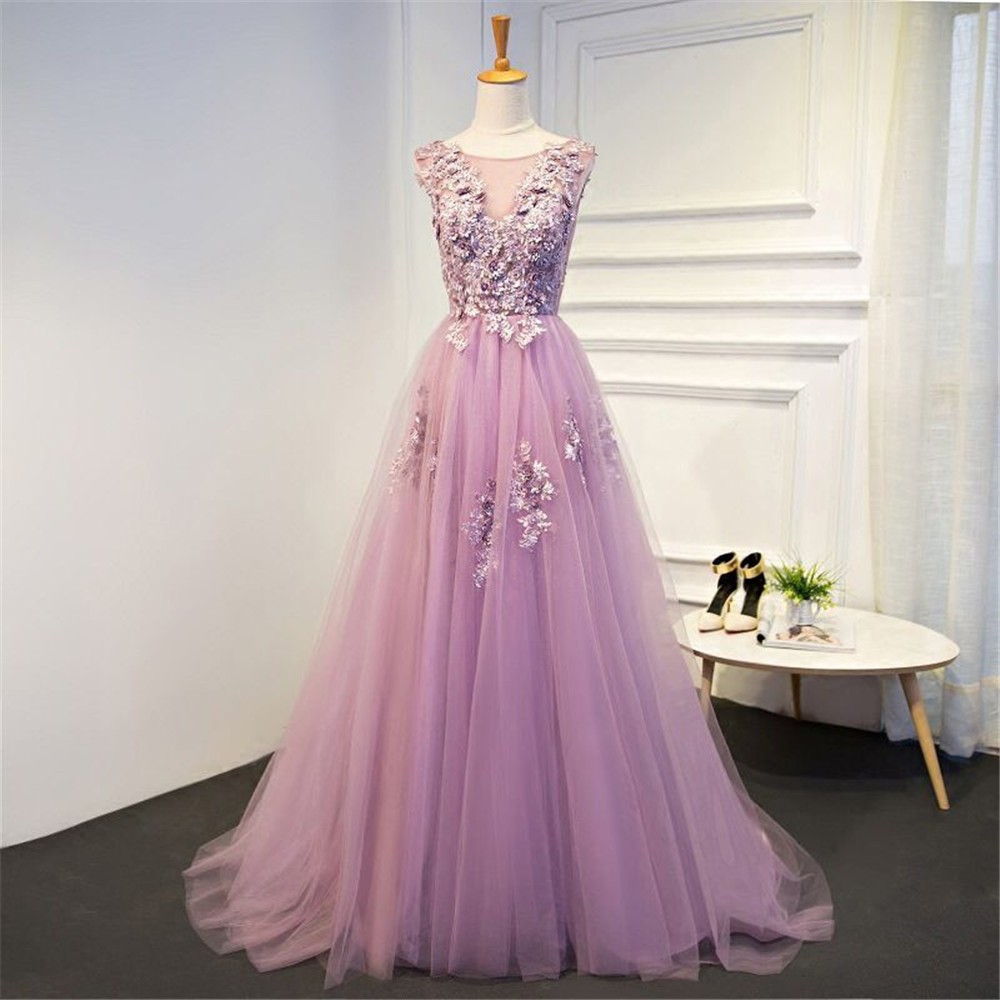 Women Fashion Sleeveless Purple Lace Maxi Party Dress Evening Dress Wanita Fashion tanpa lengan gaun