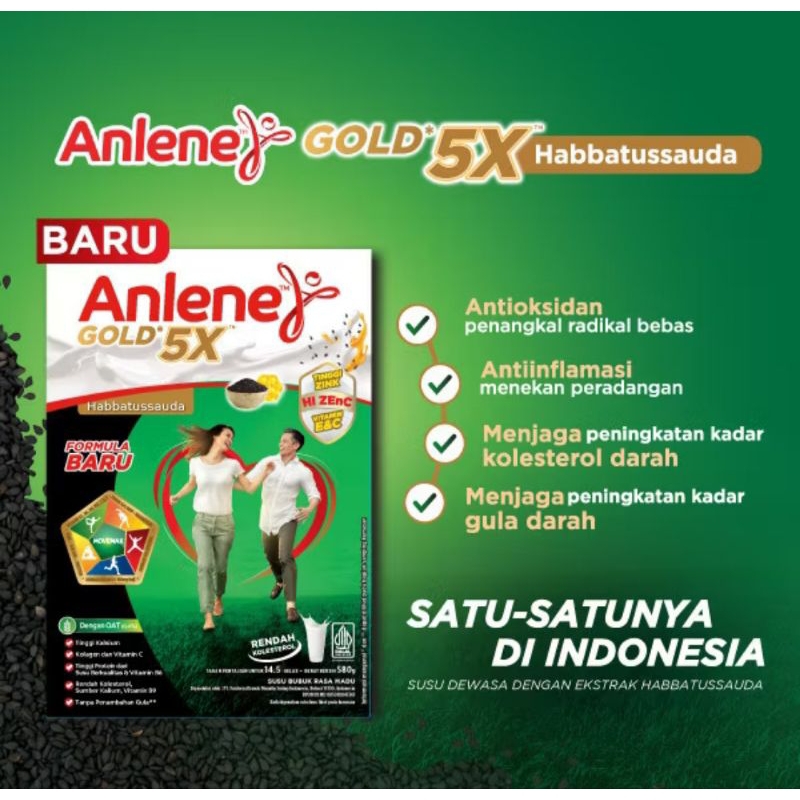 

TERBARU!!! Anlene gold 5x rasa habbatussauda 580g