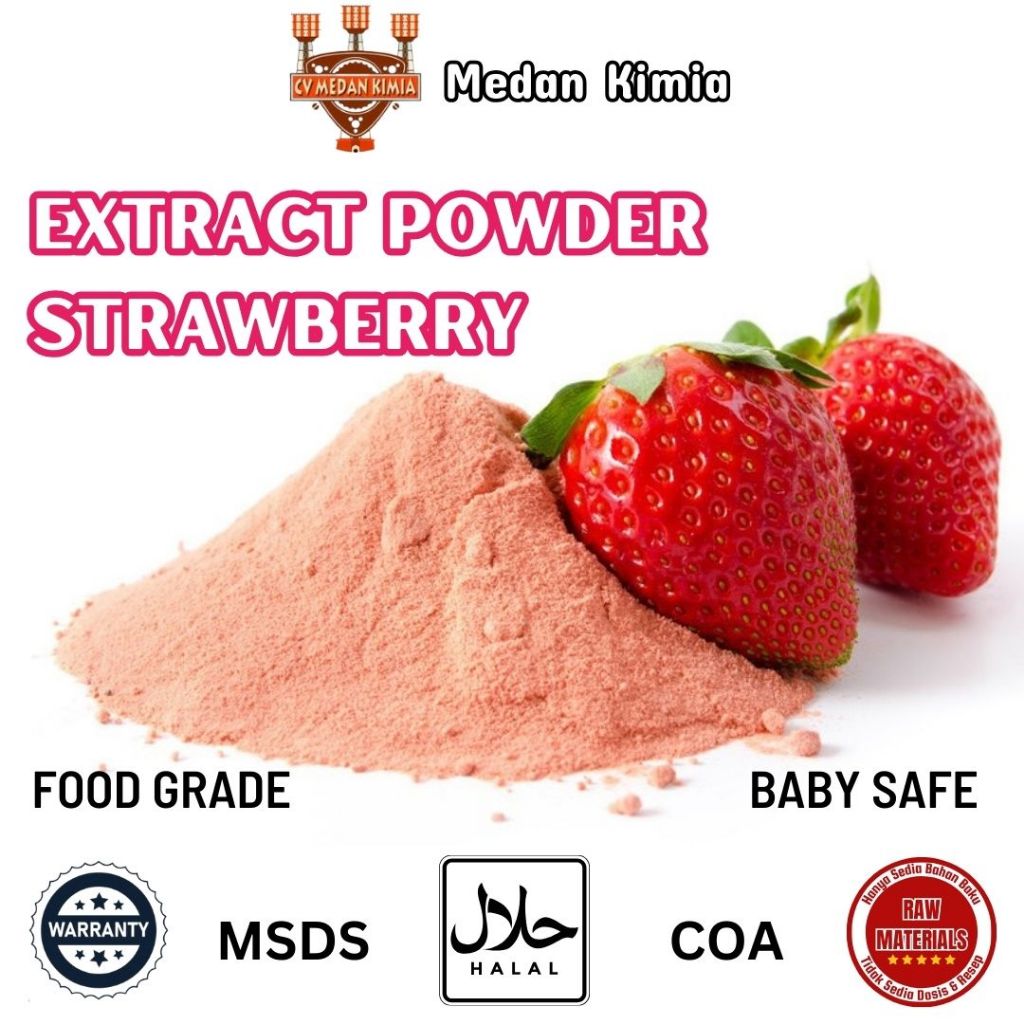 

Bubuk Ekstra Stroberi 50gr Food Grade Halal Baby Safe / Extract Powder Strawberry 50gr