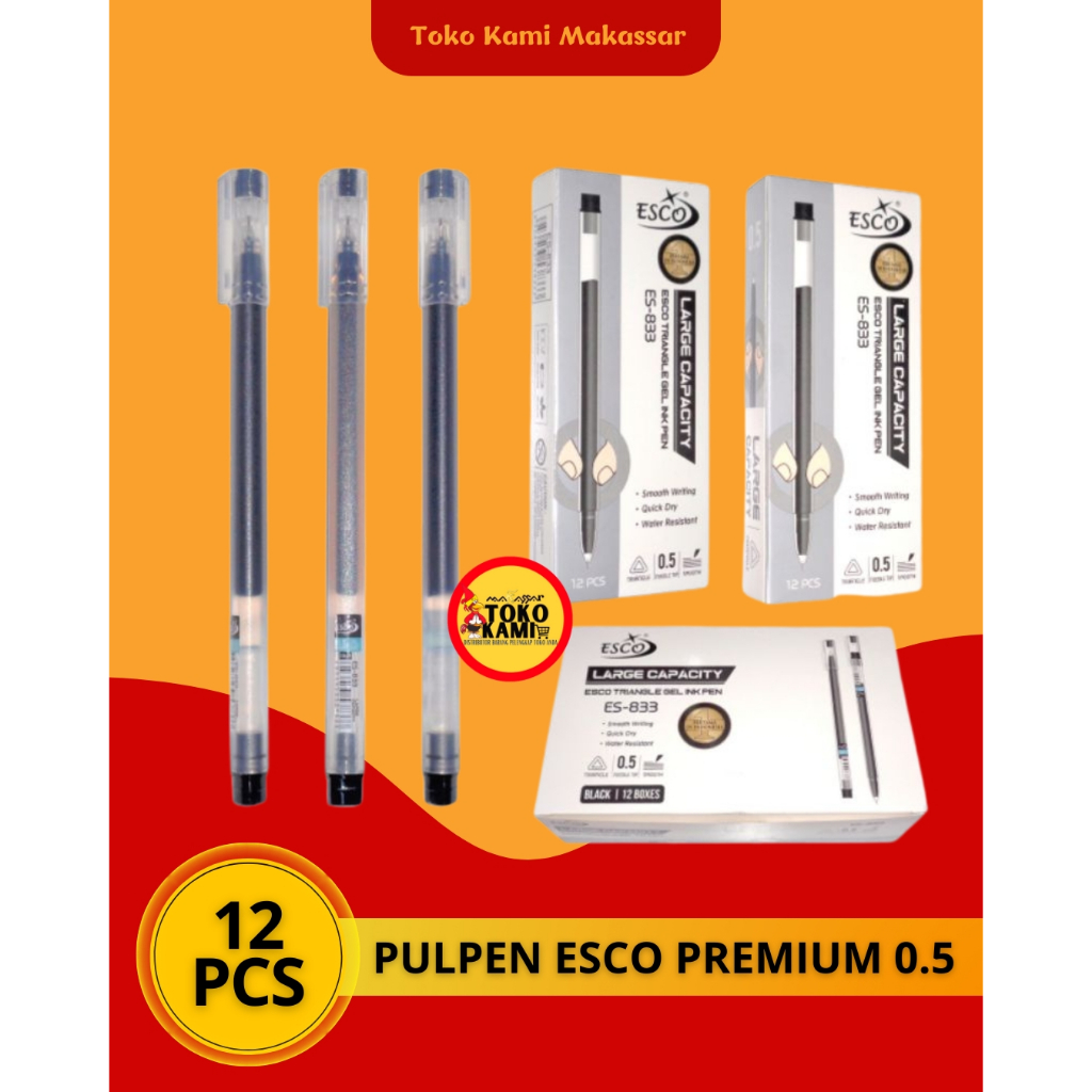 

Pulpen Gel ESCO ES-833 0,5mm Large Capacity (12pc)