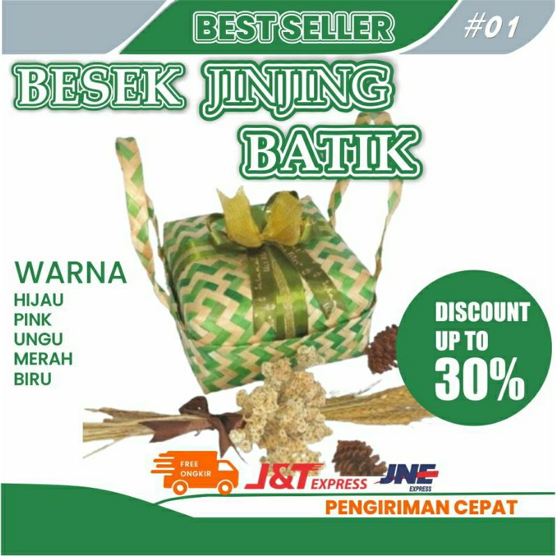 

Besek jinjing batik warna hijau & merah ukuran 20 & 25 cm