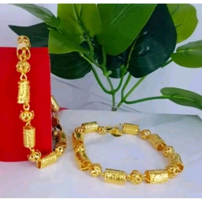 GELANG BANGKOK TITANIUM RANTAI LAPIS EMAS 24K PERHIASAN WANITA ASLI ORI