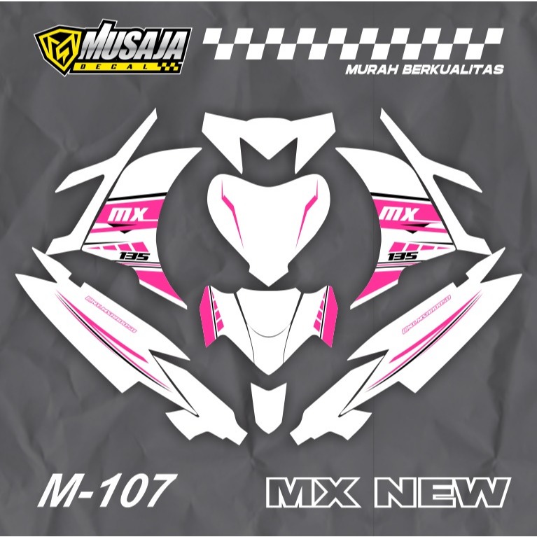 Decal Mx new putih pink Fullbody - dekal striping mx king full body