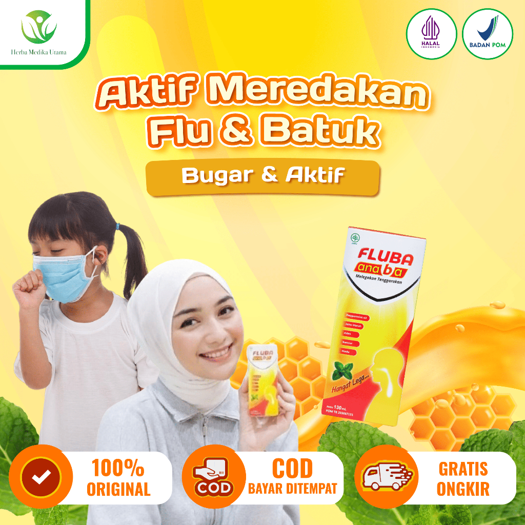 FLUBA ANABA 130ml - Meredakan Flu Batuk Anak Original Madu Herbal Obat Flu Batuk Anak Obat Flu Anak