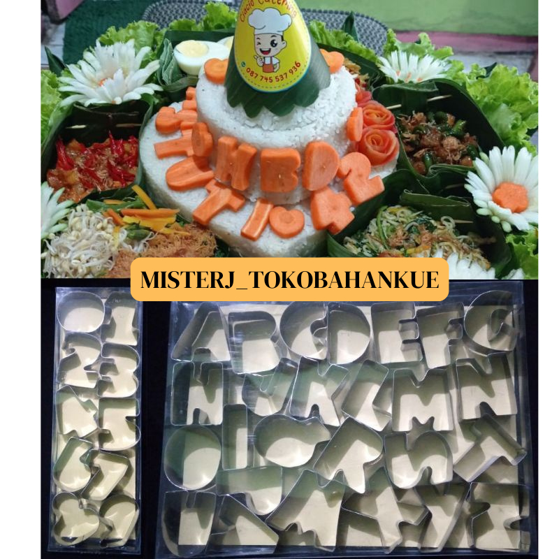 Cetakan wortel / Cutter huruf / Cutter angka / Cutter hewan / Cetakan angka huruf untuk tumpeng garn