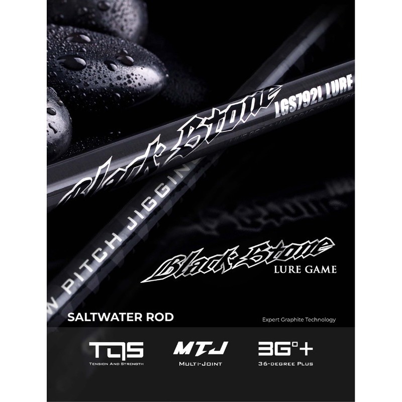 Joran Pancing Spinning Expert Graphite Black Stone Popping 216cm - 240cm Full Fuji SIC