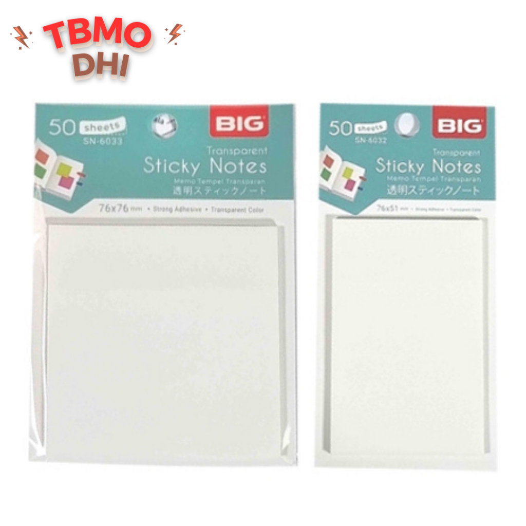 

BIG Sticky Notes PET Material Warna Putih White Color Transparan 6032 6033 / Note PET/ Memo Tempel Warna Putih