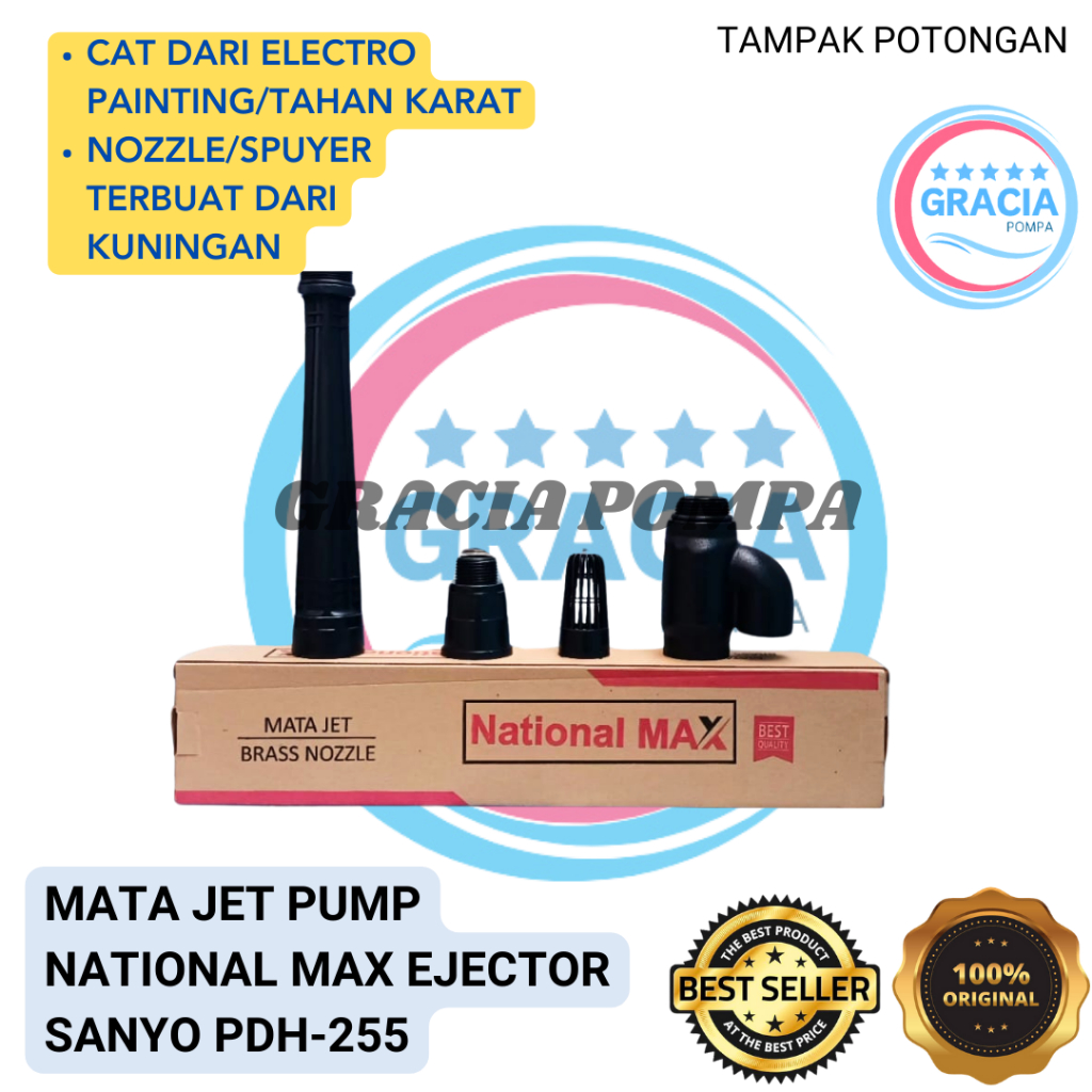 Mata Jet Pump NATIONAL MAX Ejector SANYO PDH-255 Original Berkualitas - GRACIA POMPA