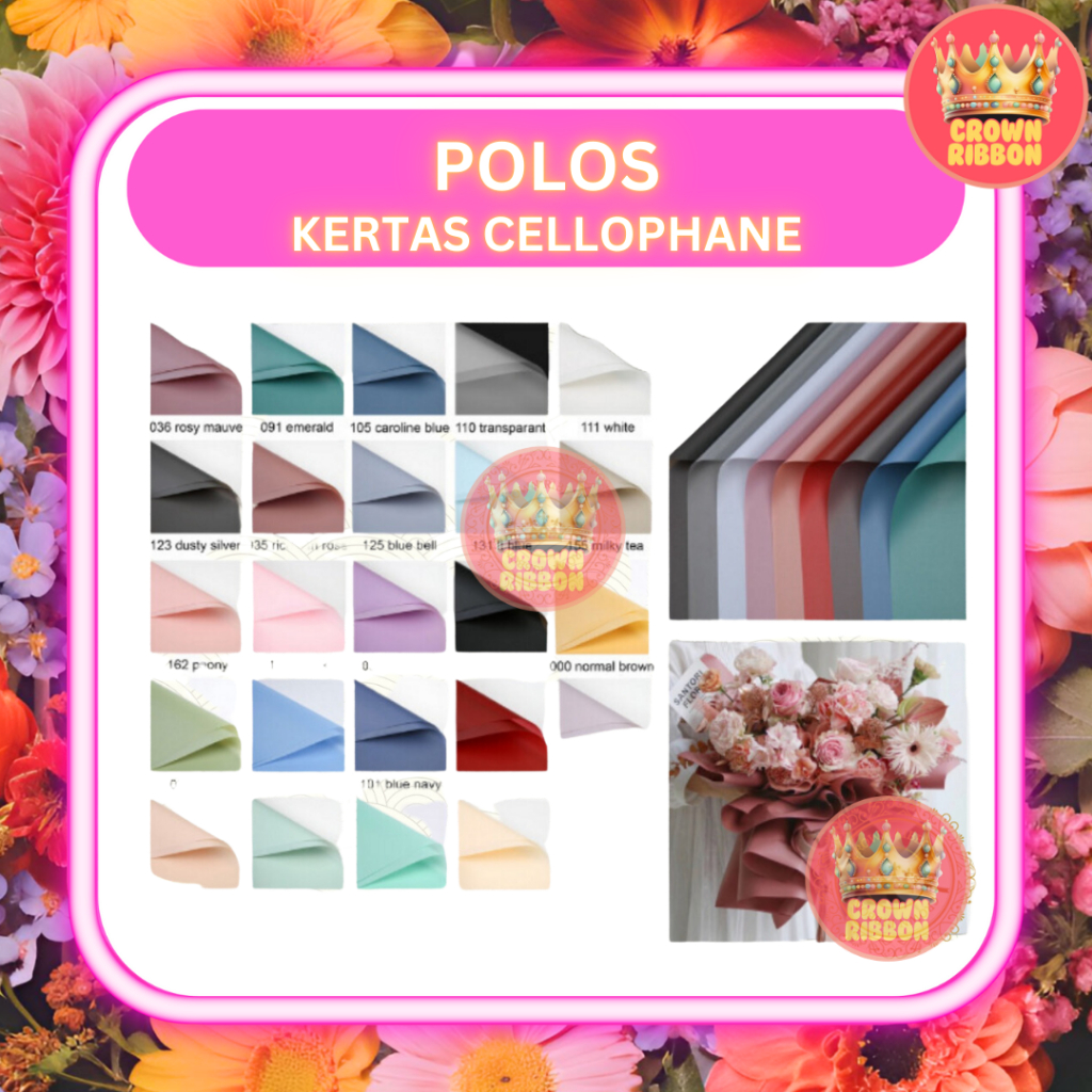 

(20 LEMBAR) Kertas Cellophane Buket Bunga - SOLID POLOS - Flower Wrapping Paper