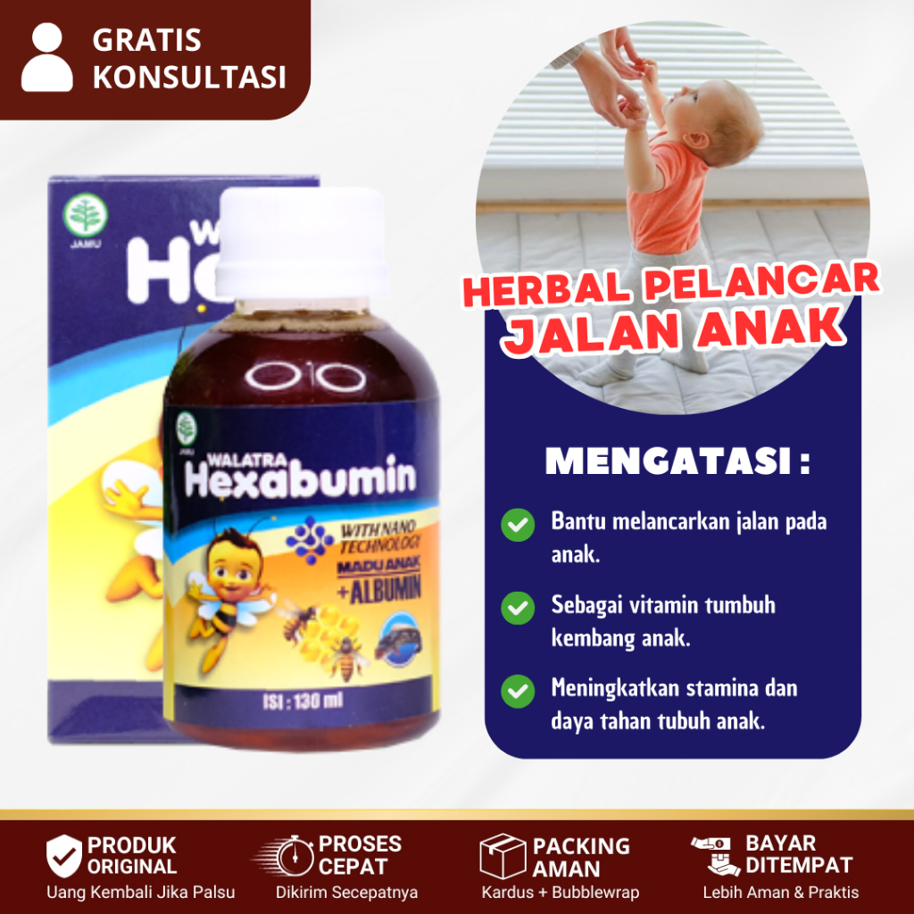 Vitamin Anak Terlambat Jalan, Anak Belajar Jalan, Penguat Tulang Anak - Walatra Hexabumin