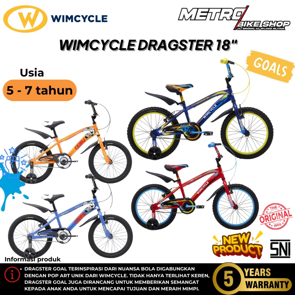 SEPEDA ANAK LAKI BMX WIMCYCLE DRAGSTER 18''