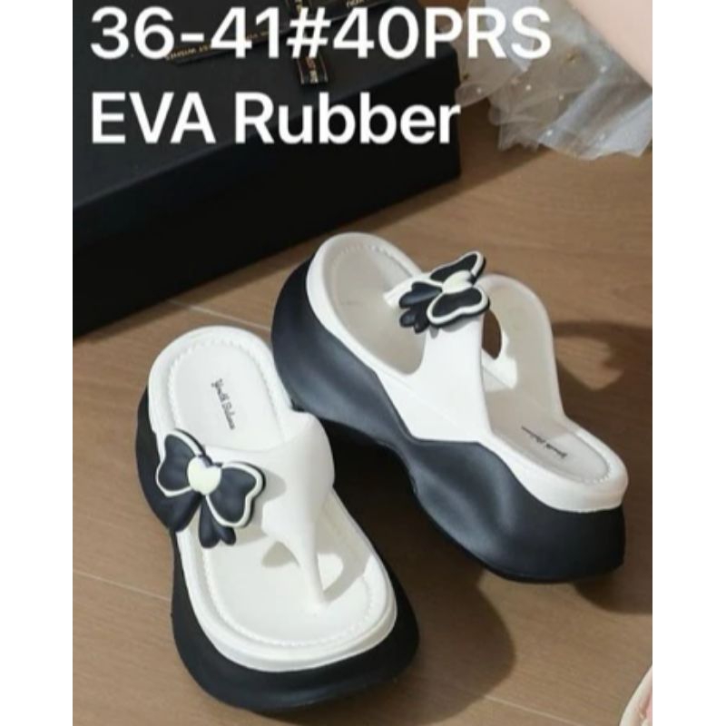 sandal jepit tinggi 6Cm tebal wedges Korea karet jelly eva ruber