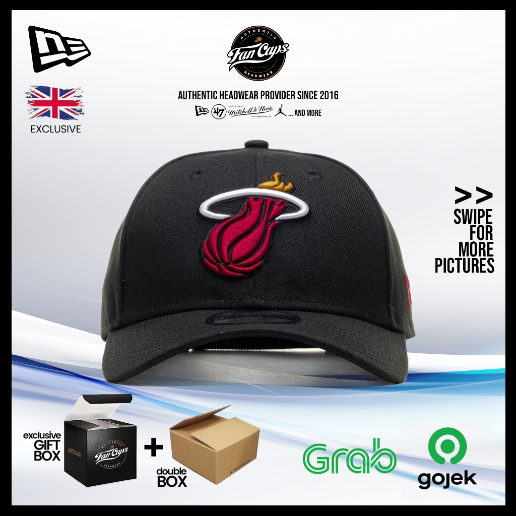 Topi New Era Original NBA Miami Heat 9FORTY warna Hitam | FREE GIFT BOX