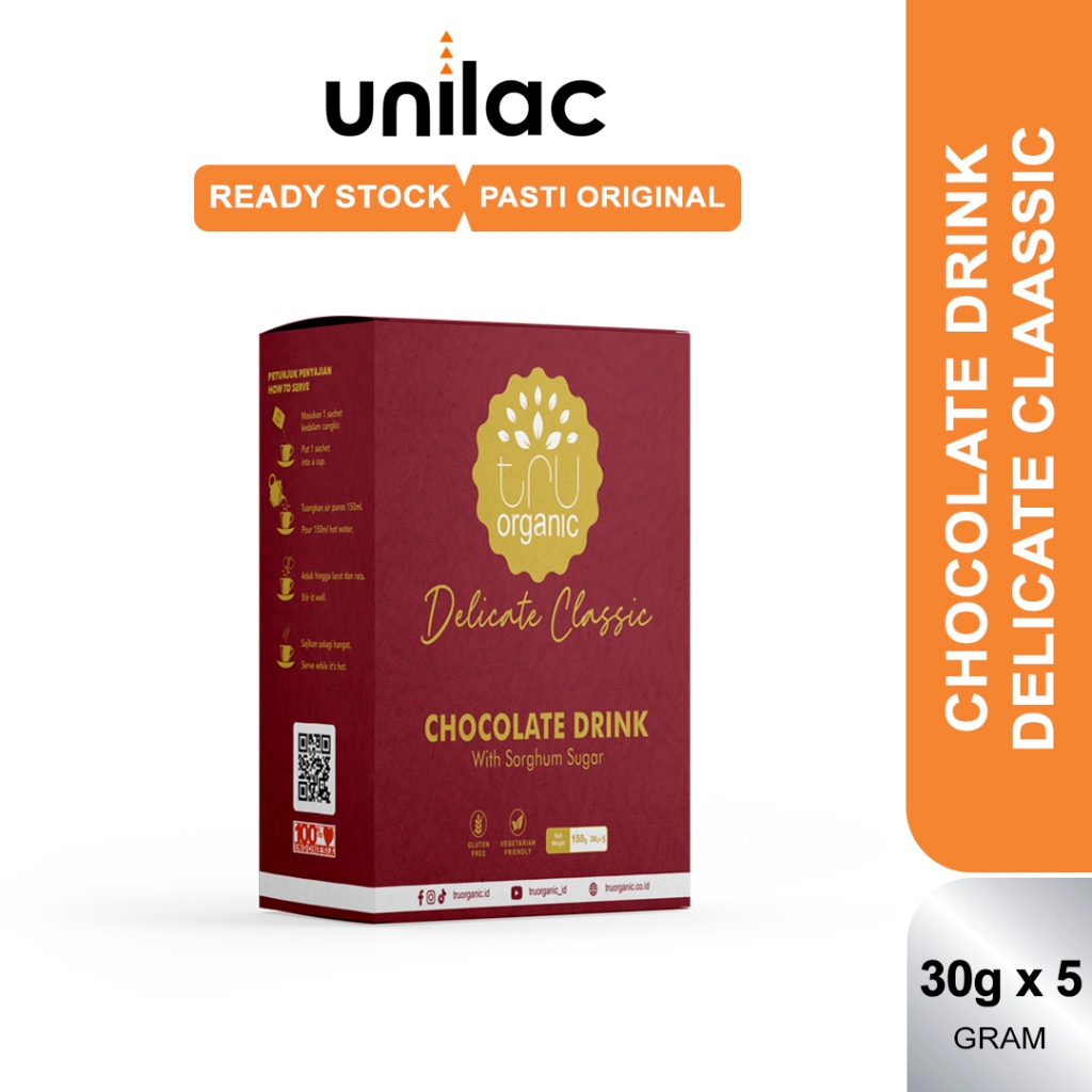 

Minuman Coklat Rendah Kalori dengan Gula Sorghum | TruOrganic Delicate Classic 1 Box (5 Sachet)
