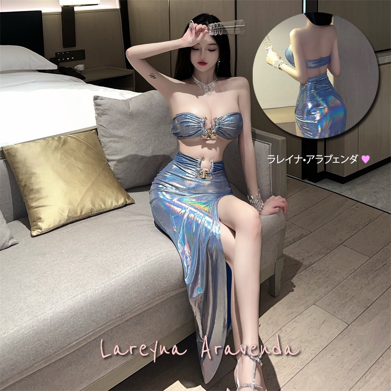 Lareyna Aravenda Set Lingerie Hot Kostum Gaun Pesta Mermaid Kilap LG677