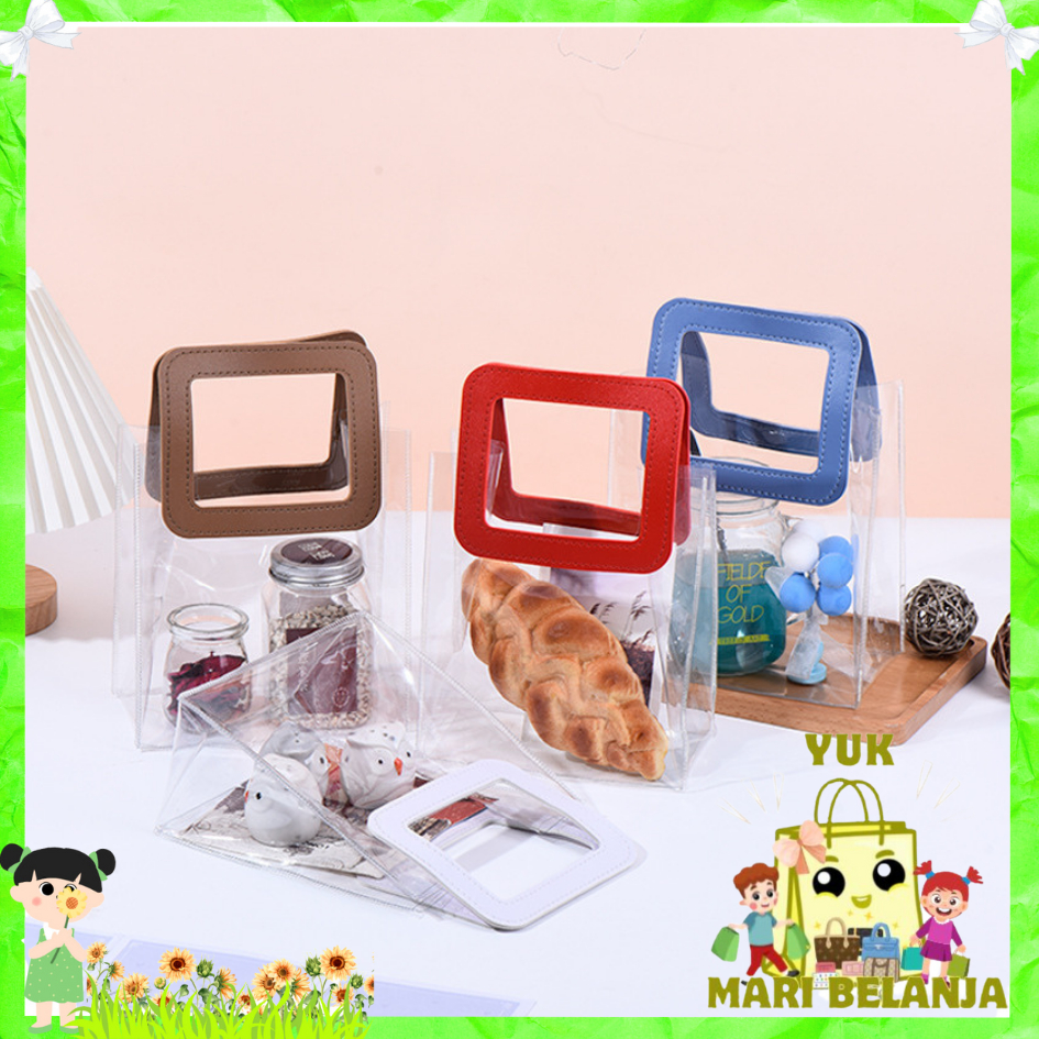 

YMB Tas PVC Hampers Transparan Serbaguna Goodie Bag Handle Leather Mika Transparant Handbag Gift Souvenir Murah