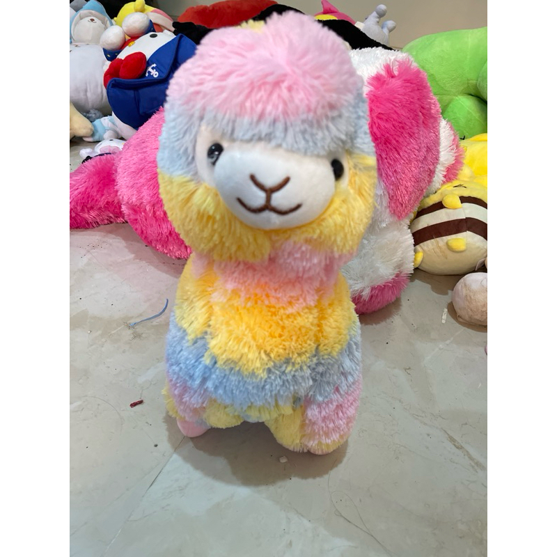boneka alpaca besar rainbow