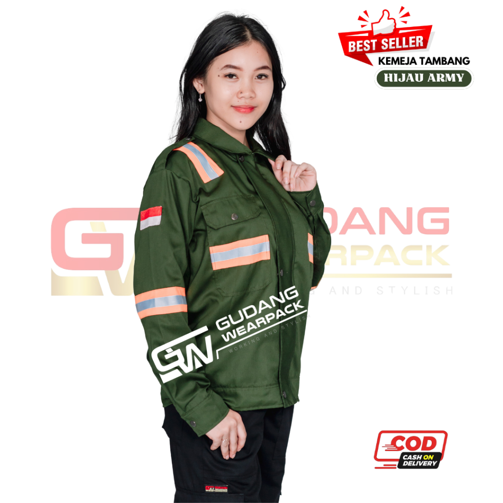 Wearpack Atasan Warna Hijau Army skotlet orange (baju kerja) - gudang wearpack