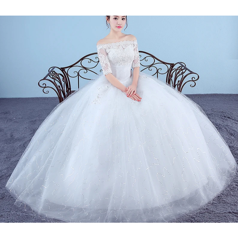 GAUN WEDDING / WEDDING DRESS PRINCESS FLOWER / GAUN PENGANTIN WANITA BROKAT / WHITE DRESS MARRIAGE /