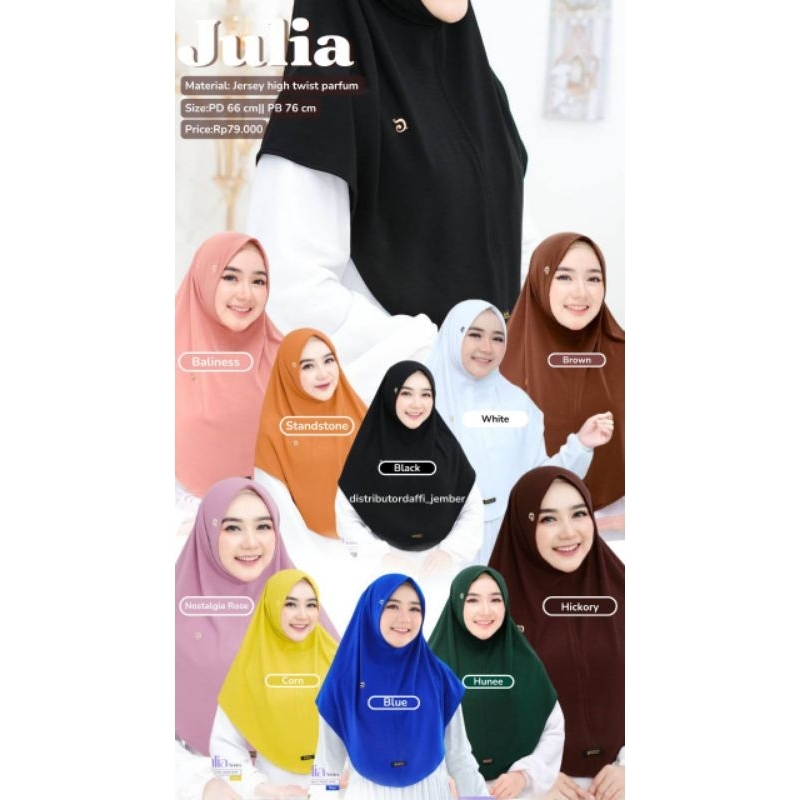JULIA HIJAB DAFFI STYLE Hijab Daily Non Pad Antem Kerudung instan Daffi