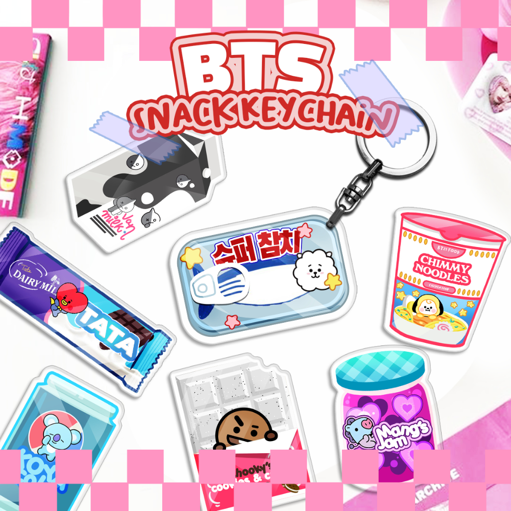BTS snacks acrylic keychain